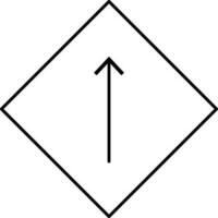 Black line art straight direction traffic sign. vector