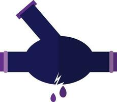 Leakage water pipe  line in purple color. vector