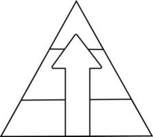 Black line art arrow on triangle in flat style. vector