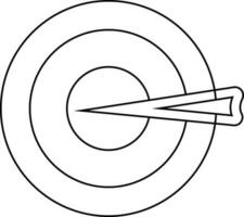 Black line art target arrow with bullseye. vector