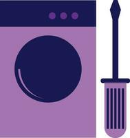 Purple watching machine with screwdriver. vector