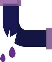 Leakage water pipe line in purple color. vector