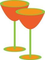 Pair of cocktail glasses on white background. vector