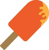 Flat style orange ice cream with stick. vector