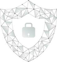 Blockchain style of shield with lock sign in illustration. vector