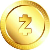 Illustration of golden zcash coin symbol. vector