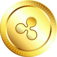 Golden color of ripple coin sign in isolated. vector