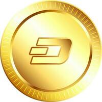 Golden dash coin symbol in isolated. vector