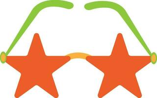Star shape eyeglasses in orange and green color. vector