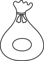 Line art money bag on white background. vector