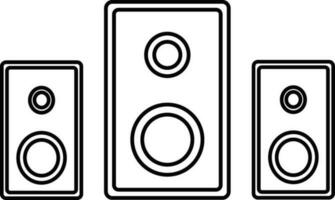 Flat style black line art audio sound speakers. vector