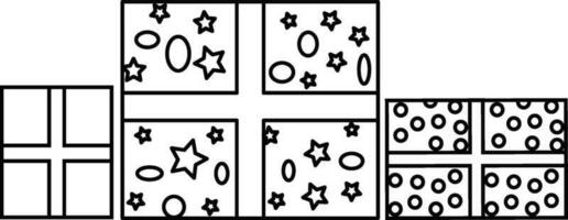 Flat stars and dots decorated gift boxes. vector