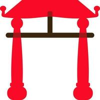 Red color of chinese gate icon in illustration. vector