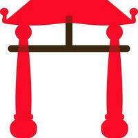 Red color of chinese gate icon in illustration. vector