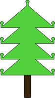 Green color with stroke of tree icon for new year concept. vector