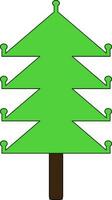 Green color with stroke of tree icon for new year concept. vector