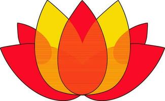 Lotus icon in red and yellow color with stroke. vector