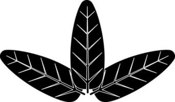 Image of three leaf icon in glyph style. vector