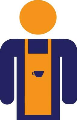 Character of faceless man wearing apron.