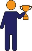 Character of man holding trophy. vector