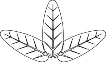 Image of three leaf icon in stroke style. vector