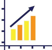 Arrow with bar graph on white background. vector