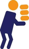 Character of faceless man holding box. vector