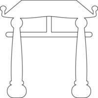 Stroke style of chinese gate icon in illustration. vector