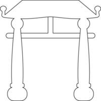 Stroke style of chinese gate icon in illustration. vector