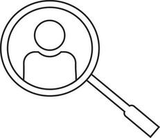 Character of man icon in magnifying glass. vector