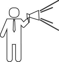 Character of faceless man holding megaphone. vector