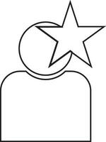 Character of faceless man with star. vector