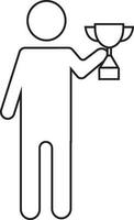 Character of faceless man holding trophy. vector