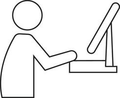 Character of man working on computer. vector