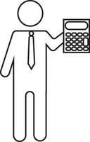 Employee holding calculator and wearing business suit. vector