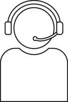 Character of faceless man in call center. vector