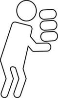 Character of faceless man holding box. vector