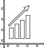 Line art arrow with bar graph on background. vector