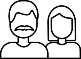 Character of faceless mustache husband and wife. vector