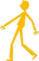 Illustration of walking man in yellow color. vector