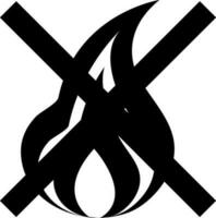 Icon of no fire sign in black color. vector