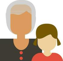 Character of faceless grandmother with girl. vector