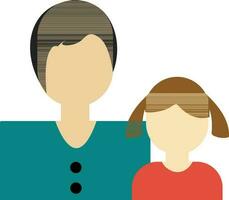 Character of faceless mother with daughter. vector