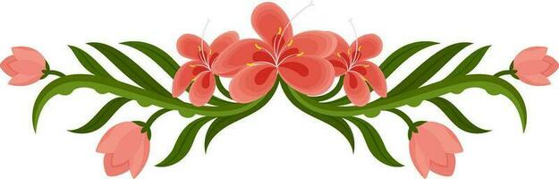 Red color of flower in floral with their leave. vector