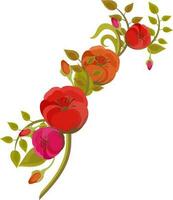 Red color of flower with leave for decorating concept. vector