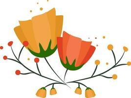 Floral design in flower and steam for decorating concept. vector