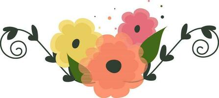 Using color in flower and leave of floral design. vector