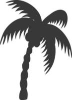 Black coconut tree in white background. vector
