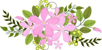 Illustration of flower and leave in floral style. vector