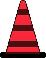 Isolated traffic cone in red and black color. vector